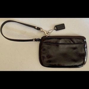 Coach Wristlet Mahogany Brown Patent Leather